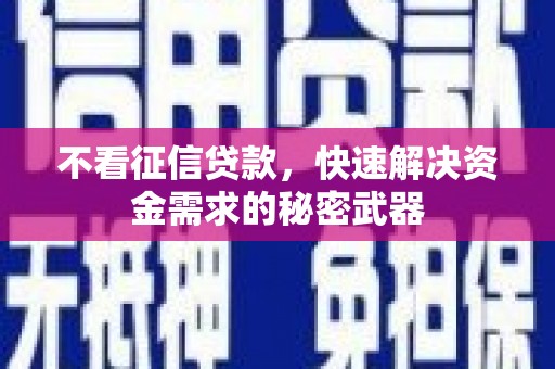 濠江不看征信贷款，快速解决资金需求的秘密武器