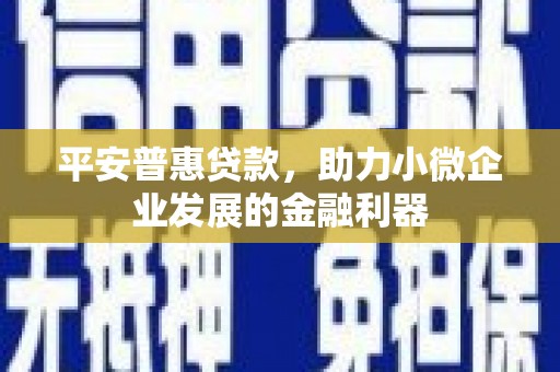 濠江平安普惠贷款，助力小微企业发展的金融利器