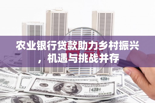 濠江农业银行贷款助力乡村振兴，机遇与挑战并存
